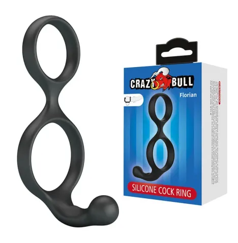 CRAZY BULL - ANELLO DOPPIO PER PENE E TESTICOLI FLORIAN NERO