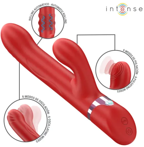 INTENSE - LELE VIBRATEUR MULTIFONCTION ROTATIF and OSCILLANT and STIMULANT ROUGE