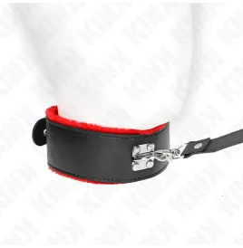 KINK - COLLIER AVEC CEINTURE 116 CM AVEC BRACELET EN CUIR ROUGE AJUSTABLE 40-48 CM X 6 CM