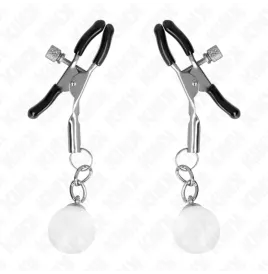 KINK - GLASS BEAD NIPPLE CLAMPS SILVER 6 CM