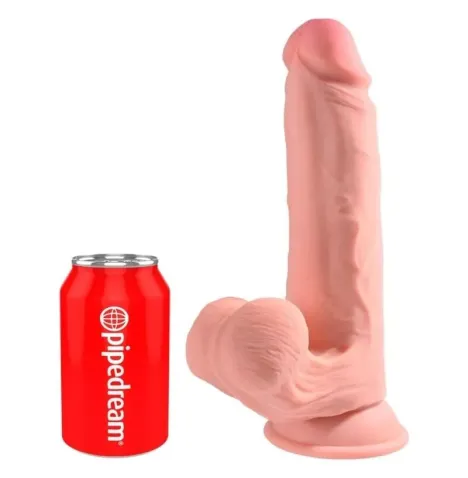 KING COCK PLUS - DILDO REALISTA TRIPLE DENSIDAD CON TESTÍCULOS OSCILANTES 23 CM COLOR NATURAL