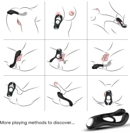 ARMONY - VEYRON DOUBLE VIBRATEUR ANNEAU JOUET POUR COUPLES TÉLÉCOMMANDE NOIR