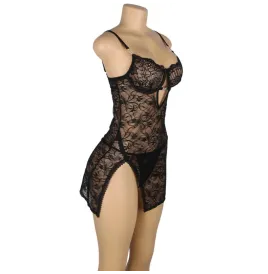SUBBLIME - 954185 BABYDOLL DE ENCAJE CON TIRANTES AJUSTABLES NEGRO S-M