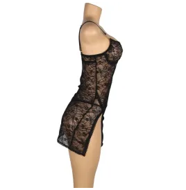 SUBBLIME - 954185 BABYDOLL DE ENCAJE CON TIRANTES AJUSTABLES NEGRO S-M