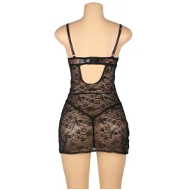 SUBBLIME - 954185 BABYDOLL EN DENTELLE À BRETELLES RÉGLABLES NOIRE S-M