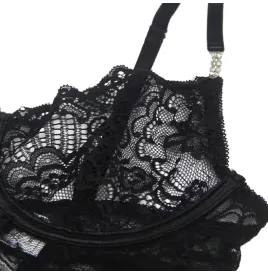 SUBBLIME - 954185 BABYDOLL DE ENCAJE CON TIRANTES AJUSTABLES NEGRO S-M