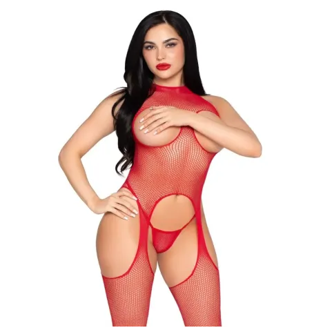 LEG AVENUE - 89374 CUPLESS BODYSTOCKING UND PANTY RED - EINHEITSGRÖSSE