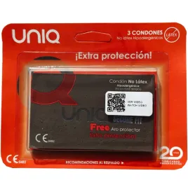 UNIQ - SECURE FIT PRESERVATIVOS SIN LÁTEX 3 UNIDADES