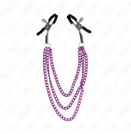 KINK - NIPPELKLEMMEN MIT 3 KETTEN LILA 20-23-28 CM