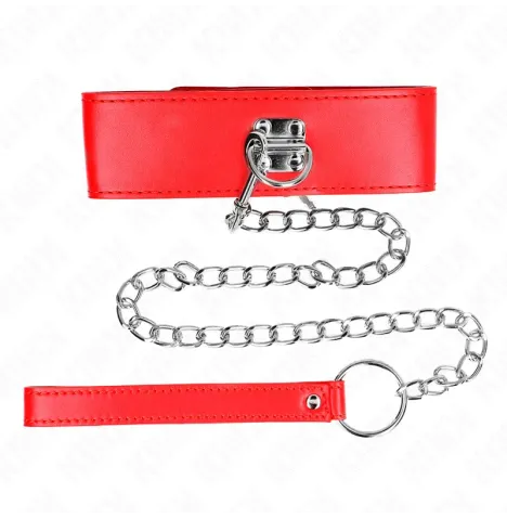 KINK - NECKLACE WITH BELT 65 CM WITH WIDE RED STRAP ADJUSTABLE 33.5-41 CM X 5 CM