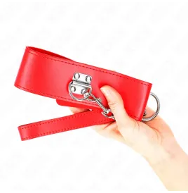 KINK - NECKLACE WITH BELT 65 CM WITH WIDE RED STRAP ADJUSTABLE 33.5-41 CM X 5 CM
