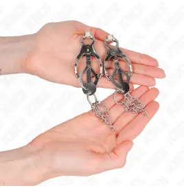 KINK - JAPANISCHE KLEEBLATT-NIPPELKLAMMERN MIT KLEINEN KETTEN SILBER
