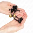 KINK - PINZAS PARA PEZONES PLANAS NEGRO CON CASCABEL Y CADENA PLATEADO 30 CM KINK - PINZAS PARA PEZONES PLANAS NEGRO CON CASCABEL Y CADENA PLATEADO 30 CM