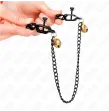 KINK - PINZAS PARA PEZONES PLANAS NEGRO CON CASCABEL Y CADENA PLATEADO 30 CM KINK - PINZAS PARA PEZONES PLANAS NEGRO CON CASCABEL Y CADENA PLATEADO 30 CM
