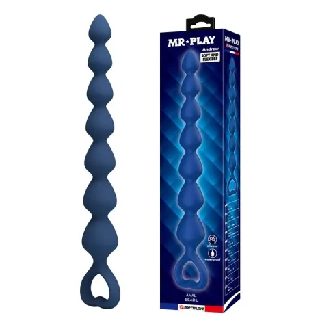 MR PLAY - BOLAS ANALES Y PLUG ANAL SILICONA AZUL 26,7 CM