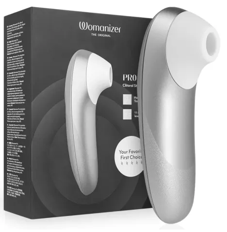 WOMANIZER - STIMOLATORE CLITORIDEO PRO VIBRANTE, COLORE ARGENTO E GRIGIO