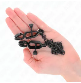 KINK - PINZAS PARA PEZONES PLANAS NEGRO CON CADENA NEGRO 30 CM
