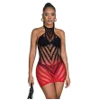 SUBBLIME - 952242 ROTER UND SCHWARZER KLEID AUS ELASTISCHEM NETZ MIT ABGESCHNITTENEM DEGRAD EINE GRÖSSE SUBBLIME - 952242 ROTER UND SCHWARZER KLEID AUS ELASTISCHEM NETZ MIT ABGESCHNITTENEM DEGRAD EINE GRÖSSE
