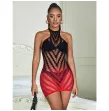 SUBBLIME - 952242 ROTER UND SCHWARZER KLEID AUS ELASTISCHEM NETZ MIT ABGESCHNITTENEM DEGRAD EINE GRÖSSE SUBBLIME - 952242 ROTER UND SCHWARZER KLEID AUS ELASTISCHEM NETZ MIT ABGESCHNITTENEM DEGRAD EINE GRÖSSE