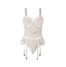 SUBBLIME - 954291 BODY WITH CHAINS GARTER BELT WHITE L-XL
