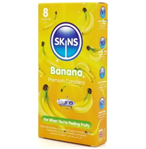 SKINS - PRESERVATIVI BANANA PREMIUM CONFEZIONE DA 8