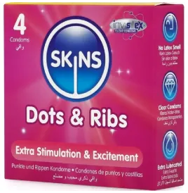 SKINS - DOTS and RIBS PREMIUM CONDOMS PACK 4
