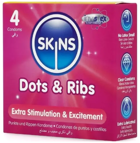 SKINS - DOTS and RIBS PREMIUM-KONDOME 4ER-PACK