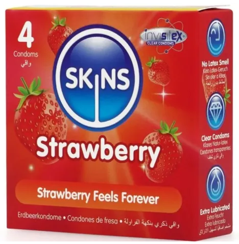 SKINS - ERDBEERE PREMIUM-KONDOME PACKUNG 4