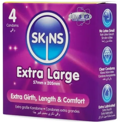 SKINS - PRESERVATIVI EXTRA LARGE PREMIUM CONFEZIONE DA 4