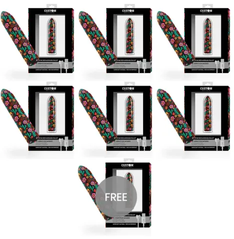 CUSTOM BULLETS - BALA RECARGABLE SKULL 10 INTENSIDADES 6 1 GRATIS