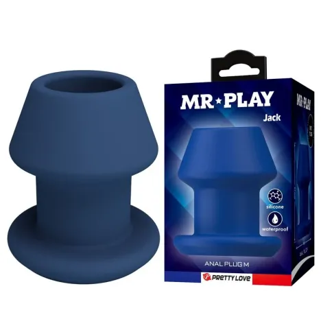 MR PLAY - JACK BLEU PLUG ANAL CREUX EN SILICONE, TAILLE M