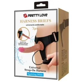 PRETTY LOVE - KYTON UNIVERSAL HARNESS SLIP MIT SQUIRTING DILDO 19 CM MULATO