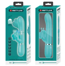 PRETTY LOVE - VIBRATORE MULTIFUNZIONE RABBIT 4 IN 1 FARFALLA VERDE ACQUA