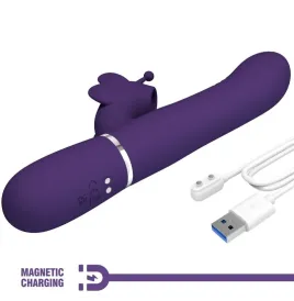PRETTY LOVE - MULTIFUNCTION RABBIT VIBRATOR 4 IN 1 BUTTERFLY PURPLE