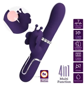 PRETTY LOVE - MULTIFUNCTION RABBIT VIBRATOR 4 IN 1 BUTTERFLY PURPLE