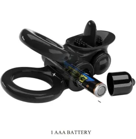 PRETTY LOVE - PASSIONATE RING DOUBLE VIBRATING RING CLITORIS STIMULATOR BLACK