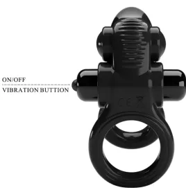 PRETTY LOVE - PASSIONATE RING DOPPIO ANELLO VIBRANTE STIMOLATORE CLITORIDE NERO