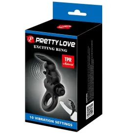 PRETTY LOVE - EXCITING RING ANILLO VIBRADOR RABBIT 10 VIBRACIONES NEGRO