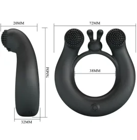 PRETTY LOVE - DAHLIA VIBRATING RING CLITORIS STIMULATOR 12 VIBRATIONS BLACK