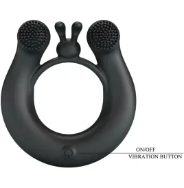 PRETTY LOVE - DAHLIA VIBRATING RING CLITORIS STIMULATOR 12 VIBRATIONS BLACK
