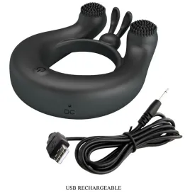 PRETTY LOVE - DAHLIA VIBRATING RING CLITORIS STIMULATOR 12 VIBRATIONS BLACK