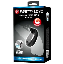 PRETTY LOVE - ANELLO VIBRANTE DAHLIA STIMOLATORE CLITORIDEO 12 VIBRAZIONI NERO
