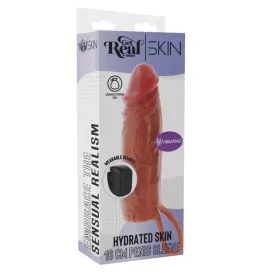 GET REAL - HYDRATED SKIN SILICONE VIBRATING PENIS SLEEVE CARAMEL 16 CM