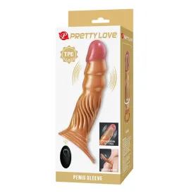 PRETTY LOVE - TEXTURED PENIS SLEEVE WITH VIBRATION AND REMOTE CONTROL