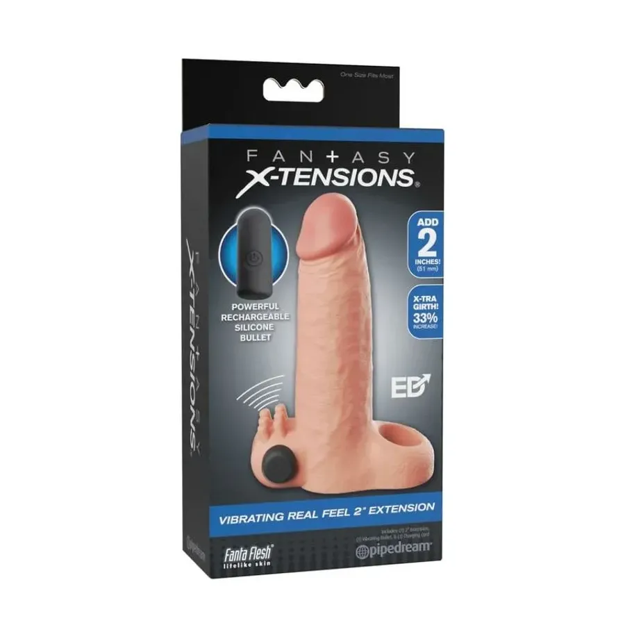 FANTASY X-TENSIONS - VIBRATING REAL FEEL 5CM PENIS EXTENSION SLEEVE BEIGE FANTASY X-TENSIONS - VIBRATING REAL FEEL 5CM PENIS EXTENSION SLEEVE BEIGE