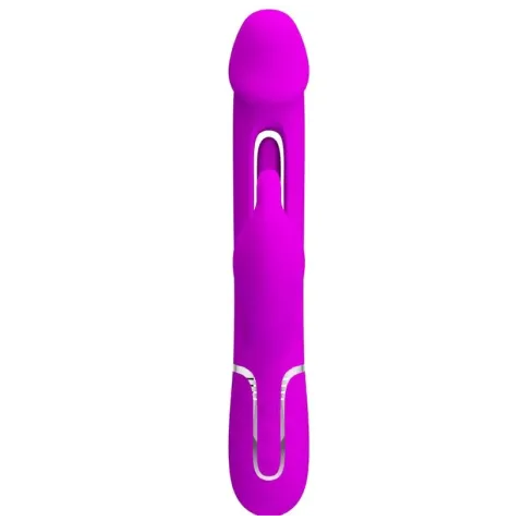 PRETTY LOVE - KAMPAS RABBIT 3 IN 1 MULTIFUNCTION VIBRATOR WITH TONGUE FUCHSIA