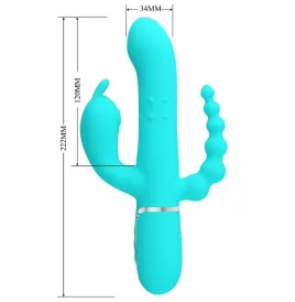 PRETTY LOVE - CAMMY TRIPLE VIBRADOR RABBIT MULTIFUNCIÓN 4 EN 1 AZUL