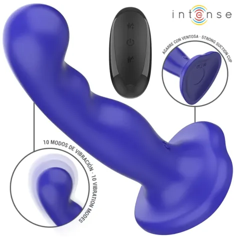 INTENSE - SHORTY VIBRATOR WITH SUCTION CUP BLUE REMOTE CONTROL