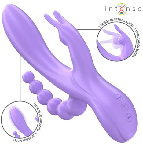 INTENSE - MIKO DREIFACHVIBRATOR RABBIT and STIMULATOR and ANAL 7 VIBRATIONEN LILA