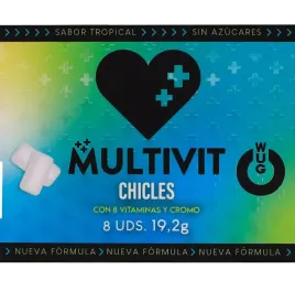 WUG Multivit - Le chewing-gum fonctionnel qui renforce vos défenses immunitaires au quotidien. Plaquette de 8 unités